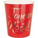 Party Pro 91342JN, Sachet de 8 Gobelets Joyeux Noël, Rouge et Or