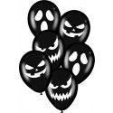 Party Pro 913863, Sachet de 6 ballons Noirs visages Halloween