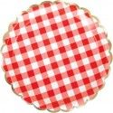 Party Pro 913GUINA, Sachet de 8 Assiettes festonnées vichy rouge et blanc