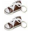 Sachet de 2 porte-clés Baskets 7,5cm en tissu, Chocolat