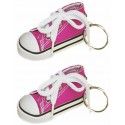 Sachet de 2 porte-clés Baskets 7,5cm en tissu, Fuchsia