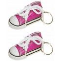 Sachet de 2 porte-clés Baskets 7,5cm en tissu, Fuchsia