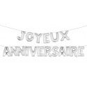 Lot 18 Ballons lettres Métalliques JOYEUX ANNIVERSAIRE, Argent