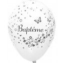 Sachet de 8 ballons BAPTÊME Blancs