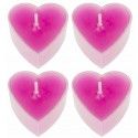 Paquet de 4 Bougies chauffe-plat COEUR, Fuchsia