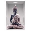 Sticker trompe-l'oeil NICHE bouddha assis 50x70 cm