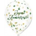 Sachet 6 Ballons Confettis Anniversaire TROPICAL PARTY 30cm