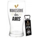 Coffret Verre Bière BRASSERIE DES AMIS + Décapsuleur