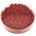 Boite ronde 150g Mini-coeur au choco - ROUGE brillant