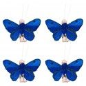 Sachet 4 Mini-Papillons STRASS sur pincette 3,5cm Bleu Royal