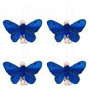 Sachet 4 Mini-Papillons STRASS sur pincette 3,5cm Bleu Royal