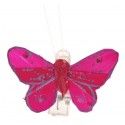 Sachet 4 Mini-Papillons STRASS sur pincette 3,5cm Fuchsia 