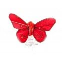 Sachet 4 Mini-Papillons STRASS sur pincette 3,5cm Rouge