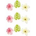 Sachet de 9 confettis Fleurs et Feuilles tropicales en bois