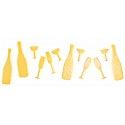 Sachet de 12 Confettis de table en bois Champagne/Flutes, OR