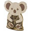 Centre de table Koala en bois et fourrure 15,5cm