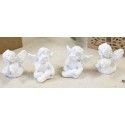 Lot de 4 petits Angelots assis en résine 3cm, Blanc