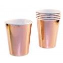 Paquet de 6 Gobelets en carton, ROSE GOLD brillant