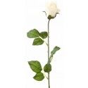Grande Rose fleur artificielle avec feuilles 72cm, Crème