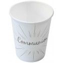 Lot de 6 Gobelets Communion en carton 25cl, Blanc/Argent