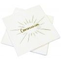 Sachet de 20 Serviettes Communion en papier 33x33cm, Blanc/Or