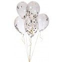 Kit de 6 ballons cristal REMPLIS DE CONFETTIS Noir/Blanc/Or