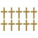 Sachet de 10 motifs CROIX plastique, Or