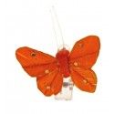 Sachet 4 Mini-Papillons STRASS sur pincette 3,5cm Orange