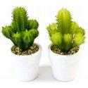 Petit Cactus artificiel 13cm assorti en pot (x1)