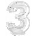 Chaks 11998, Structure 63,5cm en carton/film pour ballons, Chiffre 3 Blanc