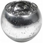 Chaks 0514-80, LOT de 6 Bougeoirs Boule effet métal, Argent