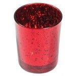 Chaks 0515-82 - LOT de 6 Bougeoirs Vase effet métal, Rouge