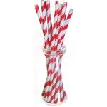 Party Pro 50287, Sachet de 10 pailles blanches à rayures Rouges