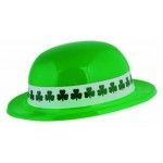 P'TIT Clown re60560 - Chapeau plastique melon vert St Patrick avec bande de trèfles