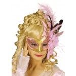 Chaks 52 780603, Masque Venise avec plumes, Rose & Or