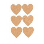 Chaks 80509, Sachet de 6 étiquettes adhésives Coeur Liège 7,5x4,5cm