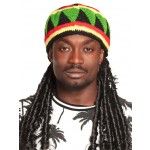 Bonnet Rasta vert/jaune/rouge avec tresses