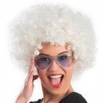 Perruque afro blanche