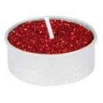 Chaks 90172, Set de 6 Bougies chauffe-plat paillettes, Rouge