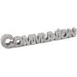 Petites Lettres COMMUNION en majuscules 15,5cm polystyrène Argent pailleté