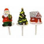 Lot de 3 Sujets Noël 6cm sur pique pour déco bûche