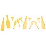 Sachet de 12 Confettis de table en bois Champagne/Flutes, OR