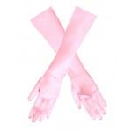 Gants de fête satin rose clair, 40 cm