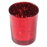 Lot de 6 Bougeoirs Vase effet métal, Rouge