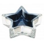 Chaks 0552, Bougeoir verre Etoile, Bleu-Argent