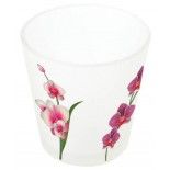 Chaks 0568, LOT de 12 Bougeoirs verre Vase décorés 6,8cm ORCHIDEES