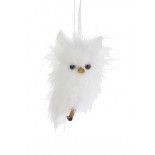 Chaks 0725, Petit HIBOU en plumes, Blanc 12cm