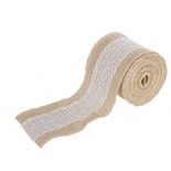 Chaks 0882, Ruban Toile de Jute avec dentelle 5m x 8cm