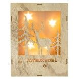 Chaks 10004, Tableau lumineux Forêt/Renne Noël en bois avec leds 23cm