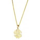P'TIT Clown re10024 - Collier Dollar métal, or, h. 8 cm